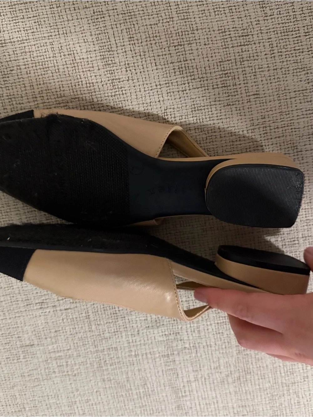 Anne Klein Nude and Black Two-Tone Slingback Pumps